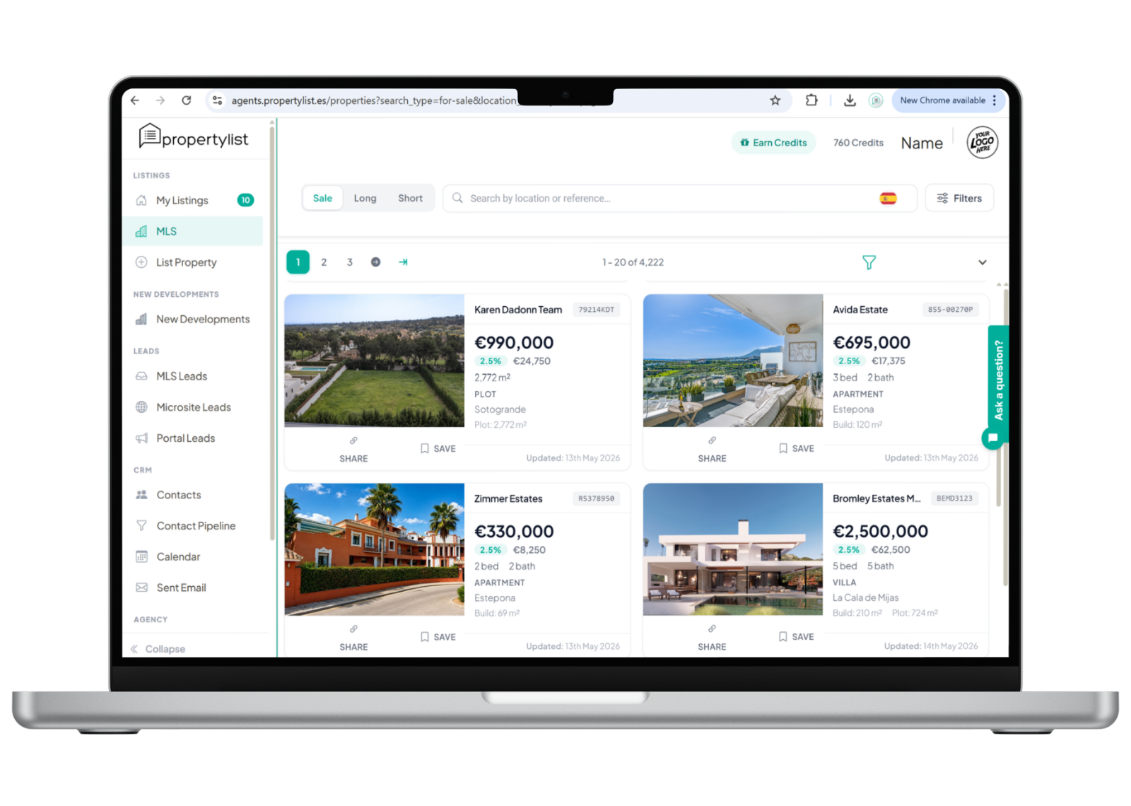 PropertyList MLS, CRM and property portal for Spain